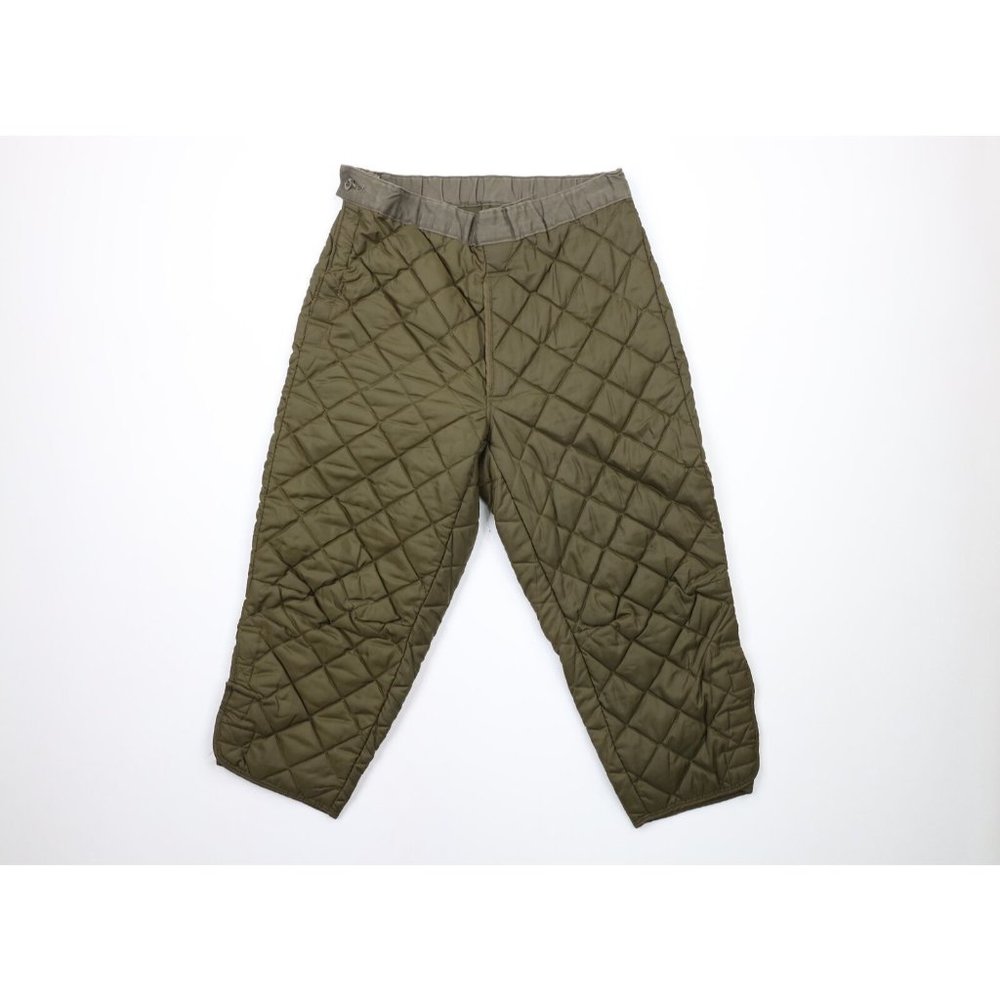 Vintage 70s Mens 32 Faded Holland Military Quilted Insulated Capris Pants Green